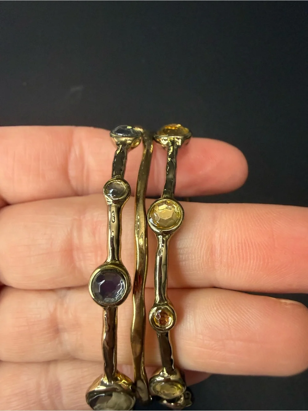 Gold and Stone Bangle Set